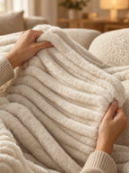 Close-up of the ribbed faux fur texture